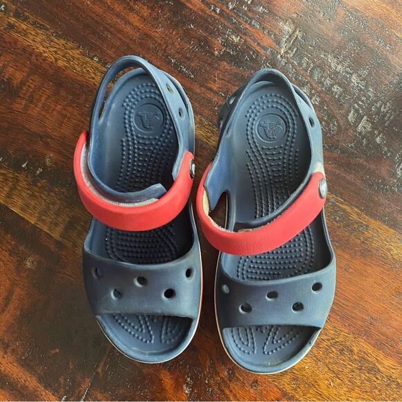 Croc Bayaband Sandal kids size toddler 12 crocband navy red velcro - Picture 2 of 7